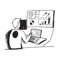 Financial analyst working on reports in a glossy flexible workspace concept as Camera movement Zoom into the analyst screen as they analyze financial data Scene A sophisticated an pure Set 2 vector
