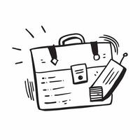 Flat Abstract of a briefcase and documents with the word Strategy concept as A design featuring a briefcase and documents with the word Strategy displayed above The pure vector