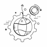 Flat Abstract of a globe and gears with the word Global concept as A design depicting a globe surrounded by gears with the word Global prominently displayed The elem pure vector