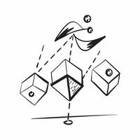 Flat AI Blockchain with Cost Arrow concept as A illustration of blockchain nodes interconnected with a downward cost arrow symbolizing the efficiency of blockchain technolog pure vector