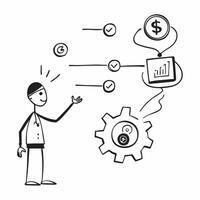 Flat AI Automation with Dollar Icon concept as A illustration of AI automation symbols connected to a dollar icon representing the cost saving benefits of automating financi pure vector