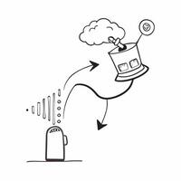 Flat AI Brainwave with Cost Arrow concept as A clean depicting a brainwave connected to a downward cost arrow representing the cognitive power of AI in reducing operational pure vector
