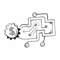 Flat AI Circuit Board with Dollar Symbol concept as A detailed of an AI circuit board interwoven with a dollar symbol isolated on a white background representing the integra pure vector
