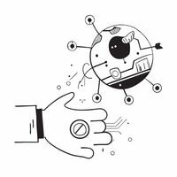 Flat AI Circuitry and Piggy Bank concept as An abstract showing a piggy bank surrounded by AI circuitry symbolizing the use of AI in financial savings and cost management T pure vector