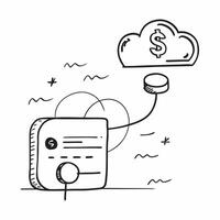 Flat AI Cloud with Coin Symbol concept as An abstract of a cloud connected to a coin symbol representing the cost efficient nature of cloud computing technology isolated on pure vector