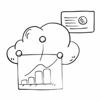 Flat AI Cloud Computing with Financial Graph concept as A of a cloud computing icon linked to a financial graph representing the benefits of AI driven cloud technology in ma pure vector