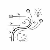 Flat AI Circuit Path with Money Flow concept as A depicting AI circuit pathways connected with a flowing money symbol symbolizing the streamlined financial processes enabled pure vector