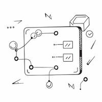 Flat AI Driven Blockchain Frame concept as A border frame with blockchain symbols and digital connections on the left and right sides leaving the center as copy space The design s pure vector