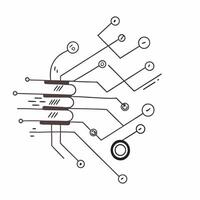 Flat AI Driven Circuitry and Dollar Sign concept as An abstract featuring interconnected circuitry lines merging with a dollar sign representing the intersection of AI techn pure vector