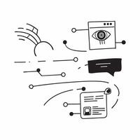 Flat AI Driven Digital Identity Elements concept as Abstract elements featuring digital identity symbols with biometric patterns and data streams The design is isolated on pure vector
