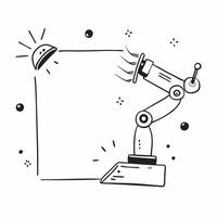 Flat AI Driven Robotic Arm Frame concept as A border frame with robotic arm elements on the left and right sides leaving copy space in the center The design highlights AI driven a pure vector