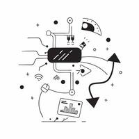 Flat AI in Healthcare Revolution concept as A vibrant abstract digital art banner showcasing AIs role in revolutionizing healthcare Glowing elements and abstract shapes represent pure vector