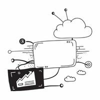 Flat AI Powered Cloud Computing Frame concept as A clean border frame featuring cloud icons and data flow lines on the top and bottom edges providing ample copy space in the center pure vector
