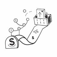 Flat AI Powered Data Stream with Dollar Sign concept as A featuring a flowing data stream linked to a dollar sign representing the flow of AI driven data into financial cost pure vector
