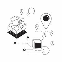 Flat AI Powered Logistics Hub Background concept as A glossy background featuring a logistics hub with digital tracking systems glowing data points and a clean modern design The s pure vector