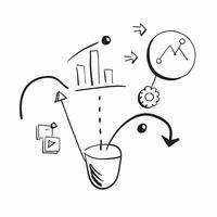 Flat AI Predictive Analytics and Cost Arrow concept as An abstract featuring predictive analytics symbols combined with a cost management arrow representing the forward thin pure vector