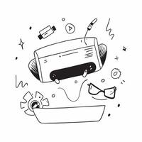 Flat AI Powered Virtual Reality Border Frame concept as A border frame with VR headset and immersive elements on the top and bottom edges with ample copy space in the center The d pure vector