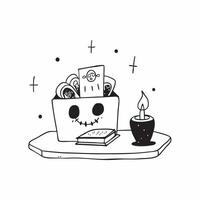 Flat Altar and Sugar Skull Isolated concept as A illustration of a traditional Dia de Muertos altar accompanied by a sugar skull both isolated on a white background pure vector