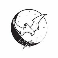 Flat Bat and Full Moon with Midnight Text concept as An isolated featuring a bat flying across a full moon with the word Midnight in a sleek dark font The elements are set pure vector