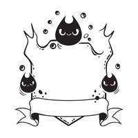 Flat Black Cat and Pumpkin Border with Beware Text concept as A sleek border frame featuring black cats and pumpkins around the edges with the word Beware in a bold mysterious font pure vector