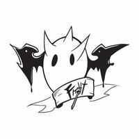 Flat Bat and Spider with Fright Text concept as An isolated featuring a bat and a spider with the word Fright in a jagged font The elements are set against a white backgrou pure vector