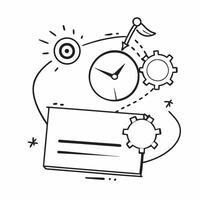 Flat Border frame with gears and clock for Efficiency and copy space concept as A border frame designed with interlocking gears and a clock representing Efficiency The elements ar pure vector