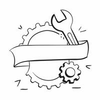 Flat Border frame with gear and wrench for Maintenance and copy space concept as A border frame designed with a gear and wrench representing Maintenance The elements frame a gener pure vector