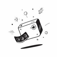 Flat Bluetooth speaker with holographic music controls hovering concept as A Bluetooth speaker is centered on a white surface with holographic music control icons floating just abo pure vector