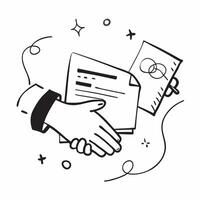 Flat Border frame with handshake and contract for Agreement and copy space concept as A border frame designed with a handshake and contract representing Agreement The elements cre pure vector