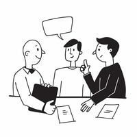 Flat Business team in a candid discussion during a meeting concept as A candid shot capturing a business team in the middle of a lively discussion during a meeting The camera is p pure vector