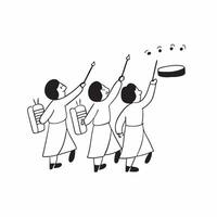 Flat Candid Musicians in Dussehra Parade concept as A candid shot of musicians playing traditional instruments in a Dussehra parade with crowds cheering them on The image captures pure vector