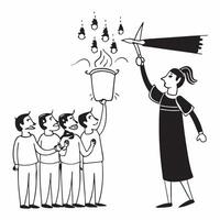 Flat Candid Ravana Effigy Lighting Ceremony concept as A candid shot capturing the moment a Ravana effigy is lit during Dussehra with participants gathered around in anticipation pure vector