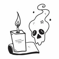 Flat Candle and Skull with Darkness Text concept as An isolated featuring a lit candle next to a skull with the word Darkness in a gothic font The elements are set against pure vector