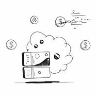 Flat Cloud Computing and Dollar Icon concept as An abstract combining a cloud with a dollar icon representing the cost management benefits of cloud computing technology The pure vector
