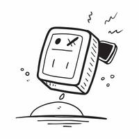 Flat Digital alarm clock with holographic time hovering above concept as A digital alarm clock sits on a white surface with the time displayed as a holographic projection hovering pure vector