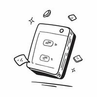 Flat Digital assistant device with holographic command icons copy space on the side concept as A side angle shot of a digital assistant device with holographic command icons floati pure vector