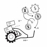 Flat Digital Gears and Money Symbol concept as A minimalistic abstract combining digital gears with a money symbol symbolizing the automation of cost management in technolog pure vector
