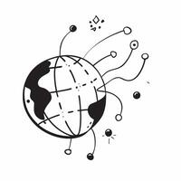 Flat Digital globe with glowing abstract connections representing global operations concept as A digital globe with glowing abstract connections spreading across its surface symbol pure vector