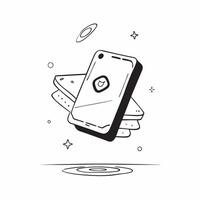 Flat Futuristic smartphone floating above a holographic interface concept as A smartphone levitates mid frame surrounded by a glowing holographic interface The scene is captured f pure vector