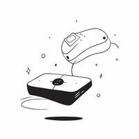 Flat Gaming mouse with holographic sensitivity settings floating concept as A gaming mouse is placed on a white surface with holographic sensitivity settings floating above it The pure vector