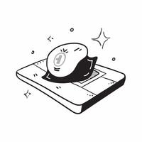 Flat Glossy holographic mouse on digital mat concept as A glossy mouse with holographic patterns on a digital mat softly glowing with ambient light isolated on a clean white backgr pure vector