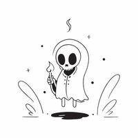 Flat Glossy Skeleton Background with Candles concept as A glossy background featuring a skeleton holding a candle in a dark eerie room The scene is ideal for horror themed Hallowe pure vector