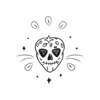 Flat Glossy Sugar Skull with Marigold Petals concept as A wide shot of a glossy sugar skull surrounded by vibrant marigold petals set against a dark reflective background The comp pure vector