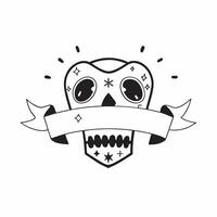 Flat Glossy Sugar Skull with Reflective Papel Picado concept as A mid shot of a glossy sugar skull with reflective papel picado banners in the background set against a dark glossy pure Set 3 vector