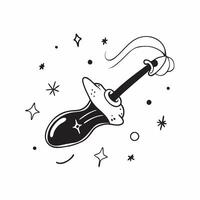 Flat Glossy Witchs Broom Background with Stars concept as A glossy background featuring a witchs broom flying through a starry night sky Perfect for Halloween party invitations or pure vector