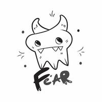 Flat Glowing Abstract Demon with Fear Text concept as A sleek glowing abstract digital art featuring a demon with the word Fear in a bold spooky font The scene is isolated on a da pure vector