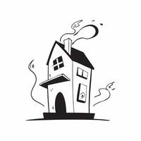 Flat Glowing Abstract Haunted House concept as A vibrant glowing abstract digital art of a haunted house with eerie light effects and swirling shadows The scene is perfect for Hal pure vector
