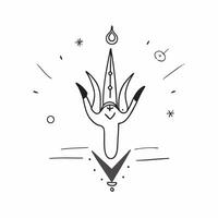 Flat Glowing Abstract Lotus and Trident concept as A serene glowing abstract digital art featuring a lotus and trident symbolizing purity and divine power in the context of Dussehr pure vector