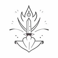 Flat Glowing Abstract Lotus and Sword concept as A serene glowing abstract digital art featuring a lotus and sword symbolizing purity and victory during Dussehra Ideal for spiritu pure vector