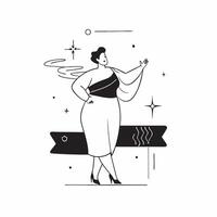 Flat Glowing Abstract Plus Size Model in Fashion Pose concept as A vibrant glowing abstract digital art banner featuring a plus size model in a striking fashion pose The design hi pure Set 4 vector